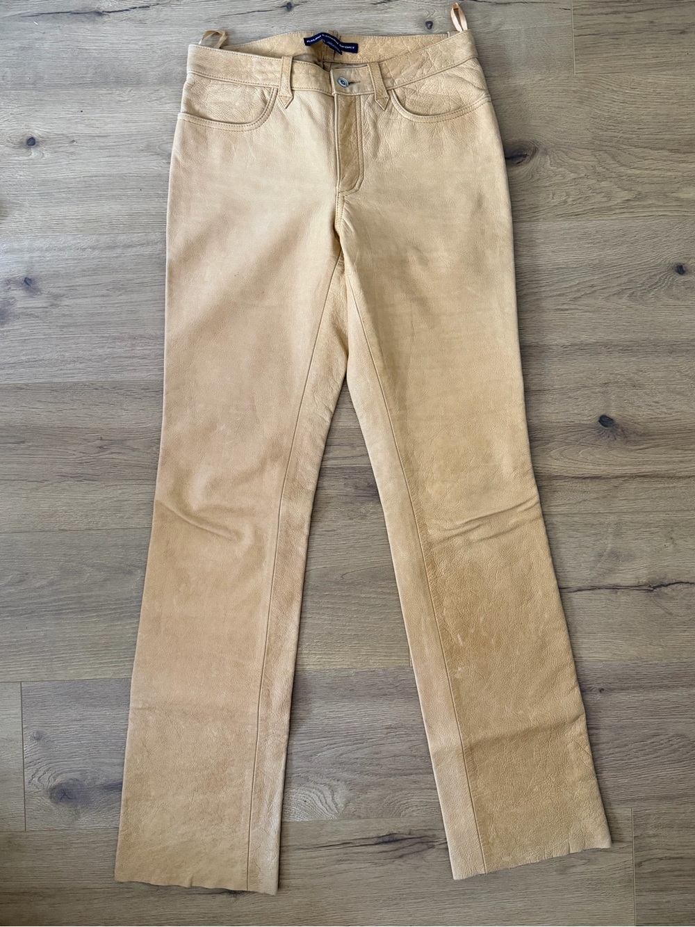 Ralph Lauren Tan Leather Lined  Straight-Leg Pants Long 34’ Inseam